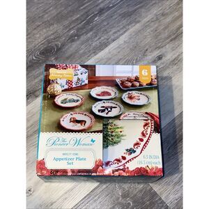Pioneer Woman Christmas Holiday Appetizer Plate Set 6 Piece New Farmhouse Ranch
